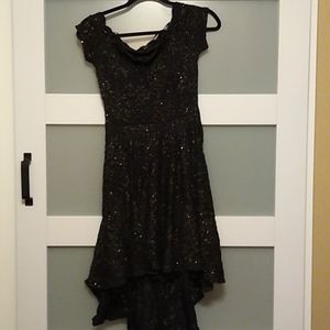 Black with gold accents hi low dress